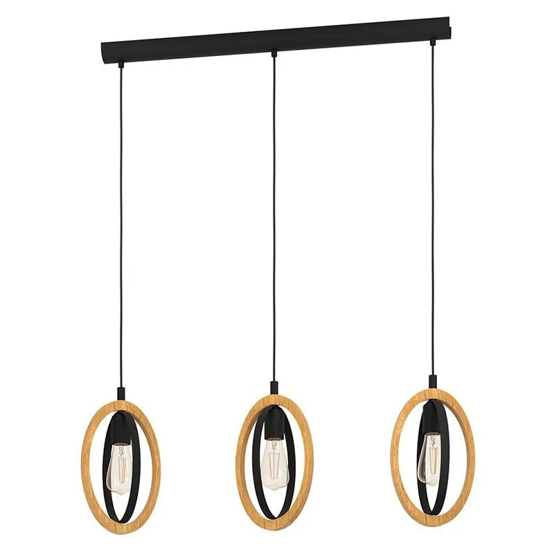 Lampadario Industrial Basildon 3 Luci Metallo Nero e Marrone