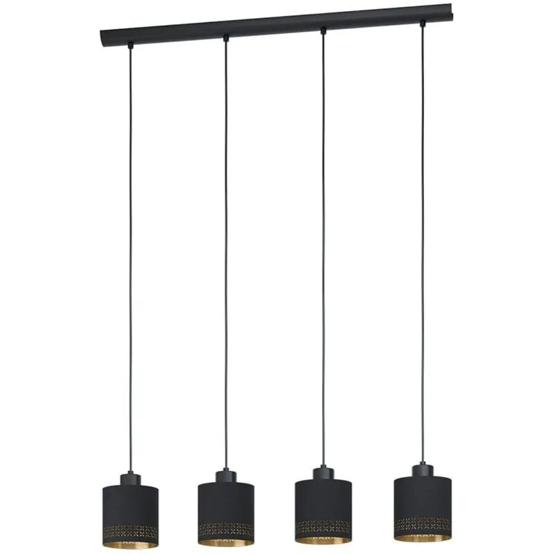 Lampadario Moderno Esteperra 4 Luci Acciaio Nero