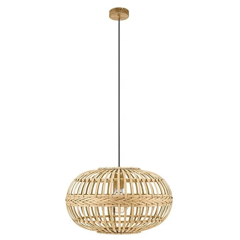 Lampadario Rustico Amsfield 1 Luce Metallo Marrone e Legno