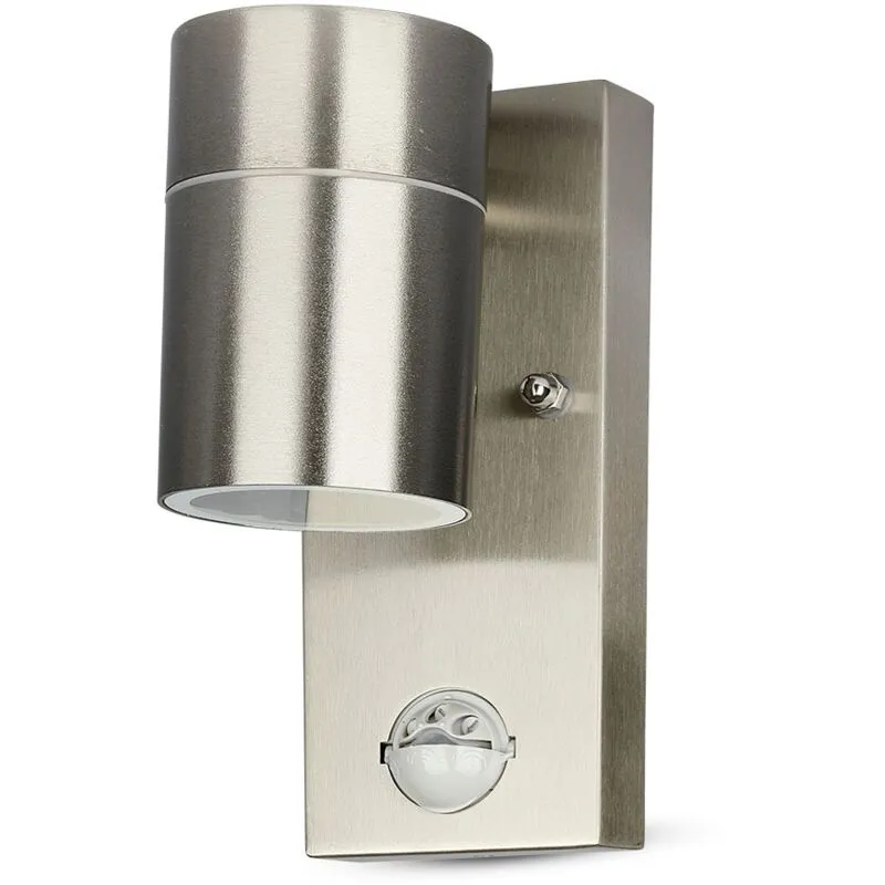 V-tac VT-7621PIR Portalampada da muro wall light acciaio 1xGU10 con sensore pir - sku 7502