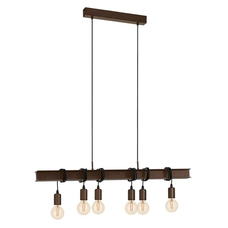 Lampadario Industrial Townshend 4 6 Luci Acciaio Marrone Invecchiato