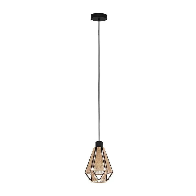 Lampadario Contemporaneo Adwickle 1 Luce Metallo Nero E Tessuto