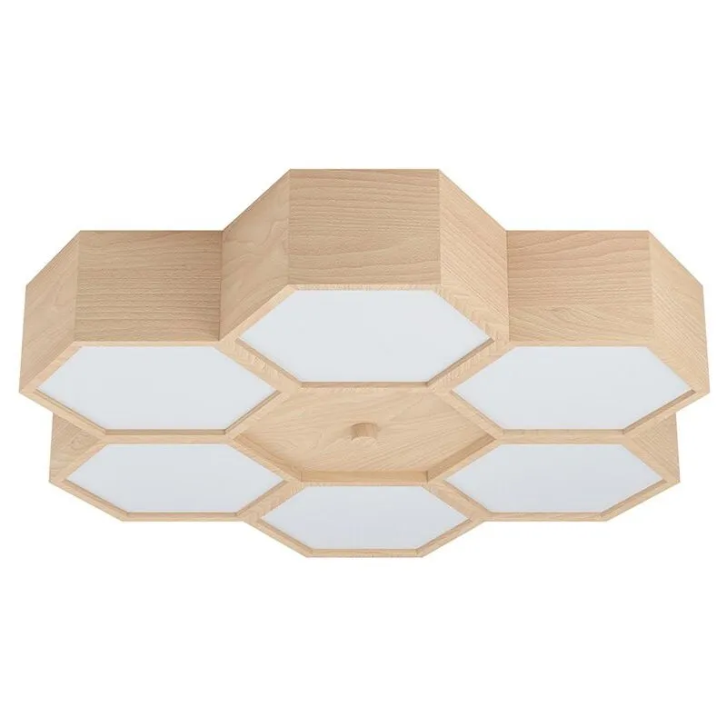 Plafoniera Industrial Mirlas 6 Luci Legno Marrone