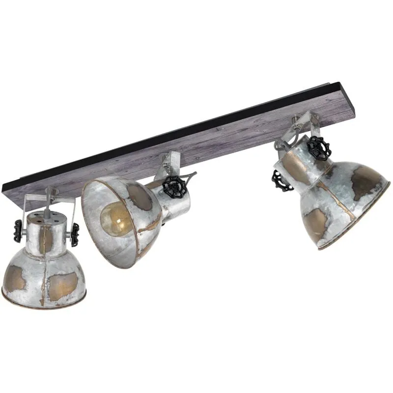 Spot Rustico Country Barnstaple Legno Marronemarrone Patinato 3 Luci E27 40W