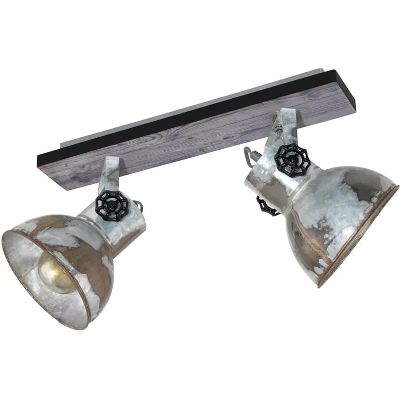 Spot Rustico Country Barnstaple Legno Marronemarrone Patinato 2 Luci E27 40W