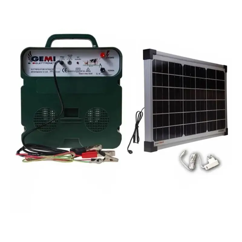 Elettrificatore B/12 Extra Forte Con Pannello Solare Doppia Alimentazione 12 v (a Batteria) / 220V Per Recinto Elettrico Recinzione Elettrica