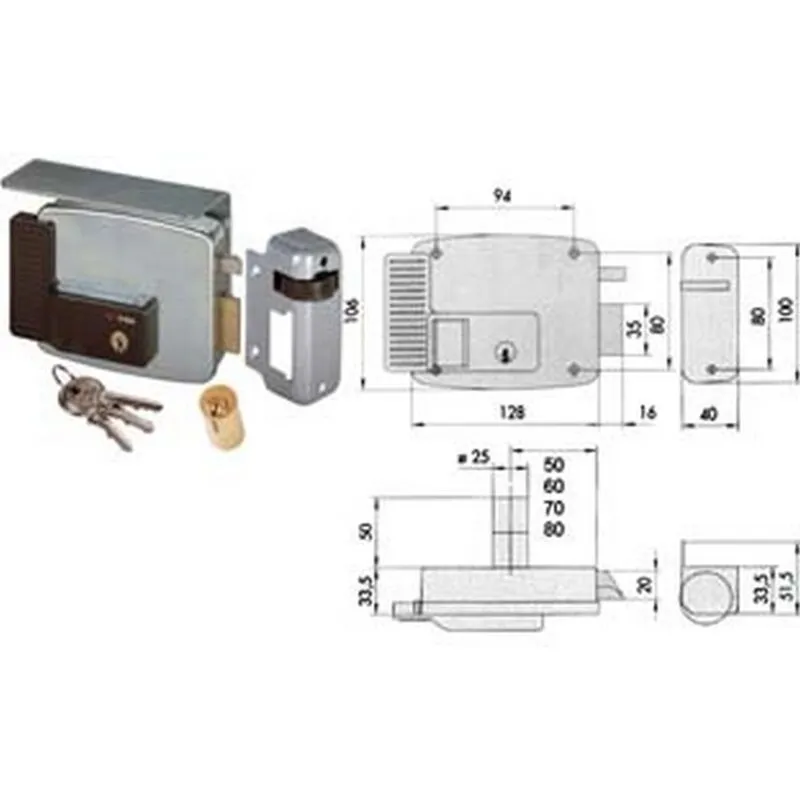 Elettroserratura per cancelli con tetto 11721 - MM.60 dx (11721601)