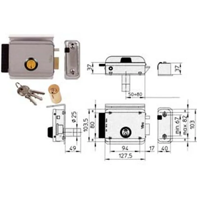 Elettroserratura per cancelli con tetto 8992 - MM.50/80 dx (8992.1)