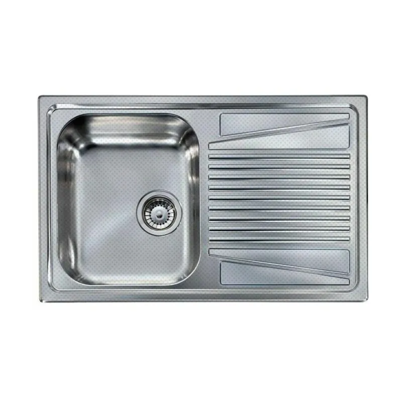 Lavello Inox River 300 79X50 1 Vasca con gocciolatoio Dx Antigraffio Sacco - Elleci