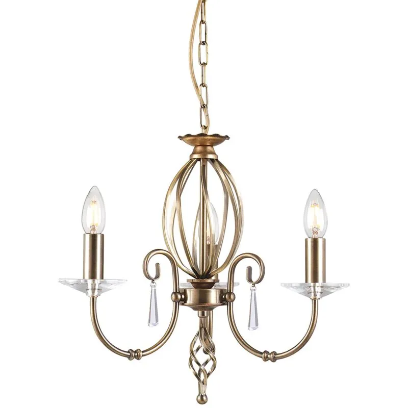 Lampadario Classico Aegean Acciaio Ottone Anticato 3 Luci E14