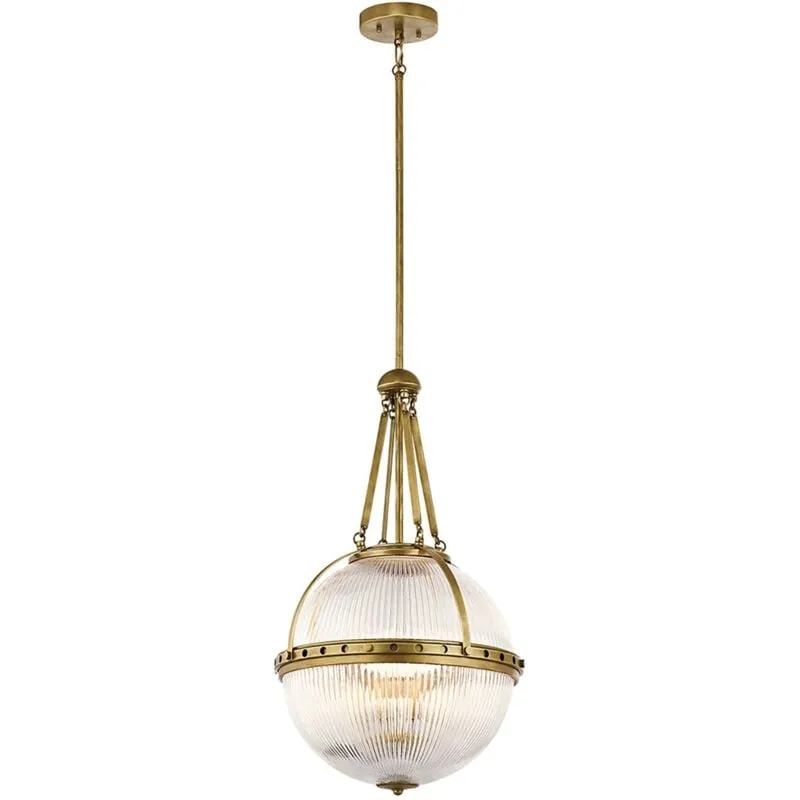 Elstead - Lampadario Contemporaneo Aster Vetro Ottone Naturale 3 Luci E14