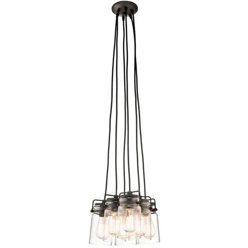 Elstead - Lampadario Contemporaneo Brinley Acciaio Bronzo Antico Vetro 6 Luci E27