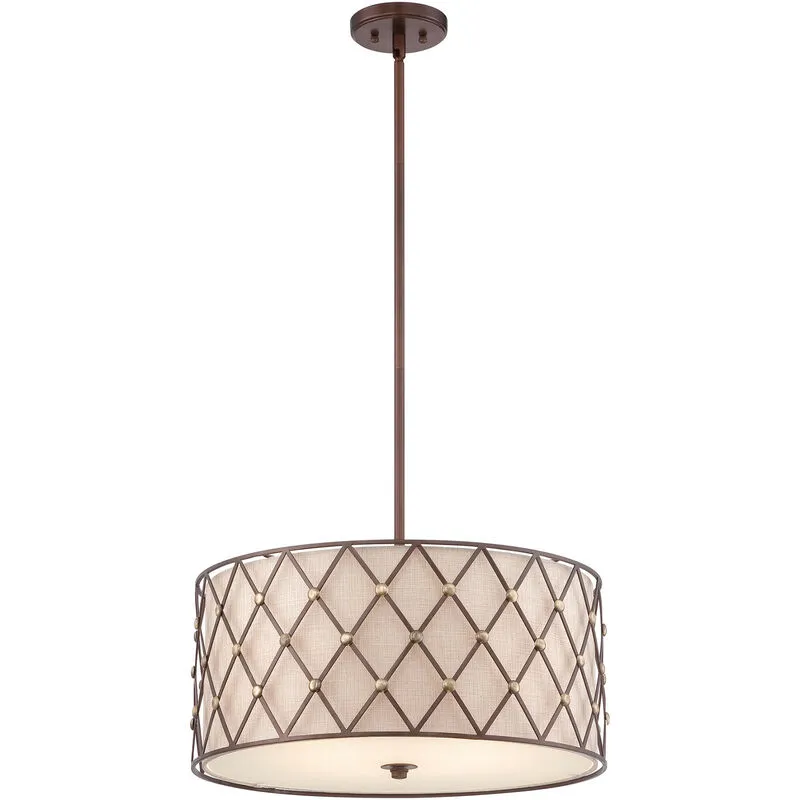 Elstead - Brown Lattice - Pendente a soffitto grande a 4 luci reticolo marrone rame, attacco E27