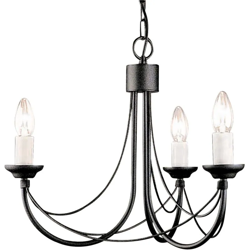 Lampadario Classico Carisbrooke Acciaio Nero 3 Luci E14