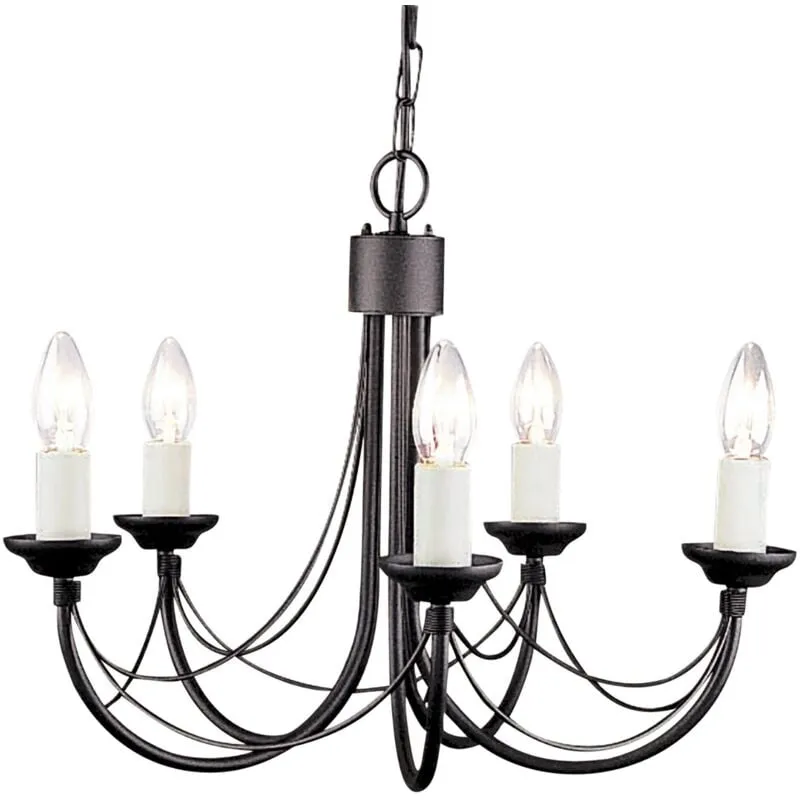 Lampadario Classico Carisbrooke Acciaio Nero 5 Luci E14