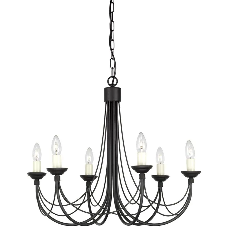 Lampadario Classico Carisbrooke Acciaio Nero 6 Luci E14