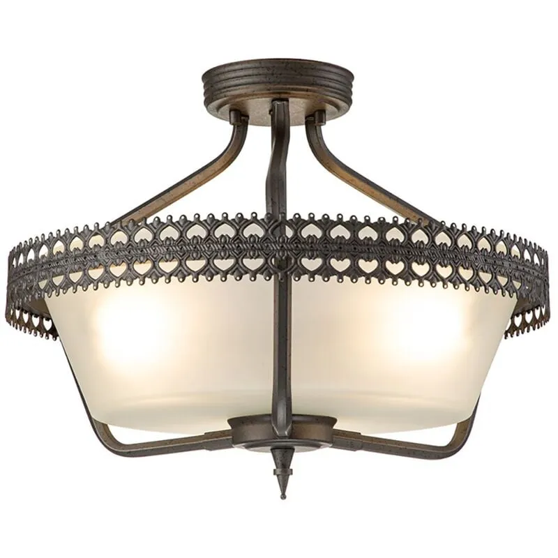 Lampadario Contemporaneo Crown Acciaio Ferro Cancello 3 Luci E27