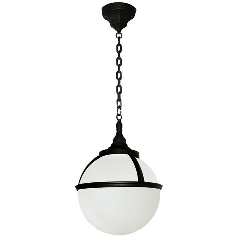 Glenbeigh - Lanterna a Catena da Soffitto Globo da Esterno 1 Luce Nera IP44, E27 - Elstead