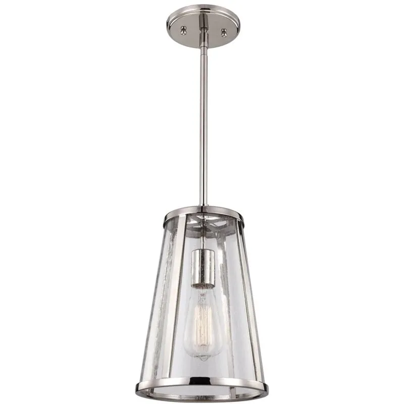 Sospensione Contemporanea Harrow Alluminio Nichel Lucido Vetro 1 Luce E27 D20Cm