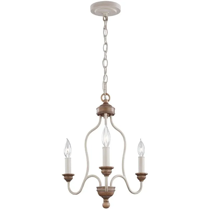 Lampadario Classico Hartsville Acciaio Gesso Legno Marrone 3 Luci E14