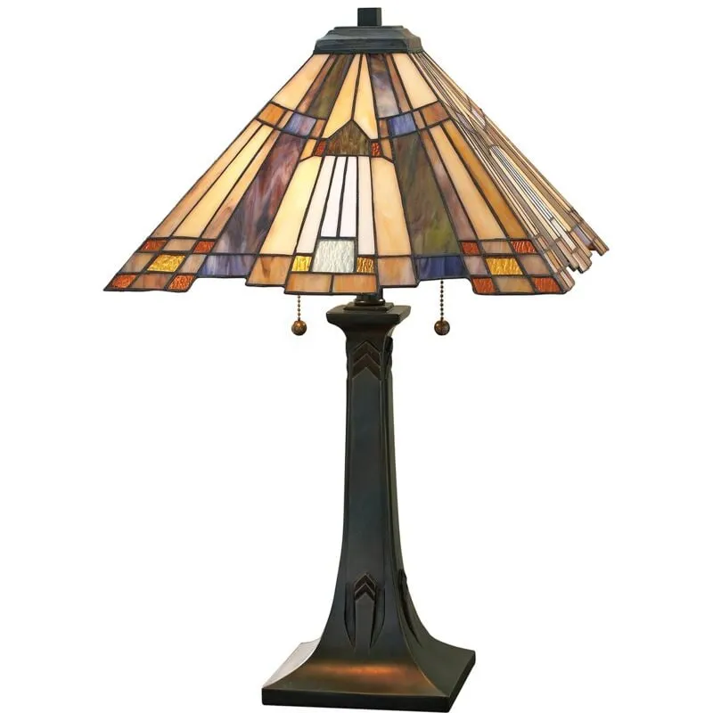 Elstead - Lampada Da Scrivania Tiffany Inglenook Metallo Bronzo Valiant 2 Luci E27