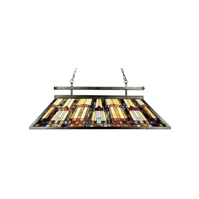 Lampadario Tiffany Inglenook Metallo Bronzo Valiant 3 Luci E27