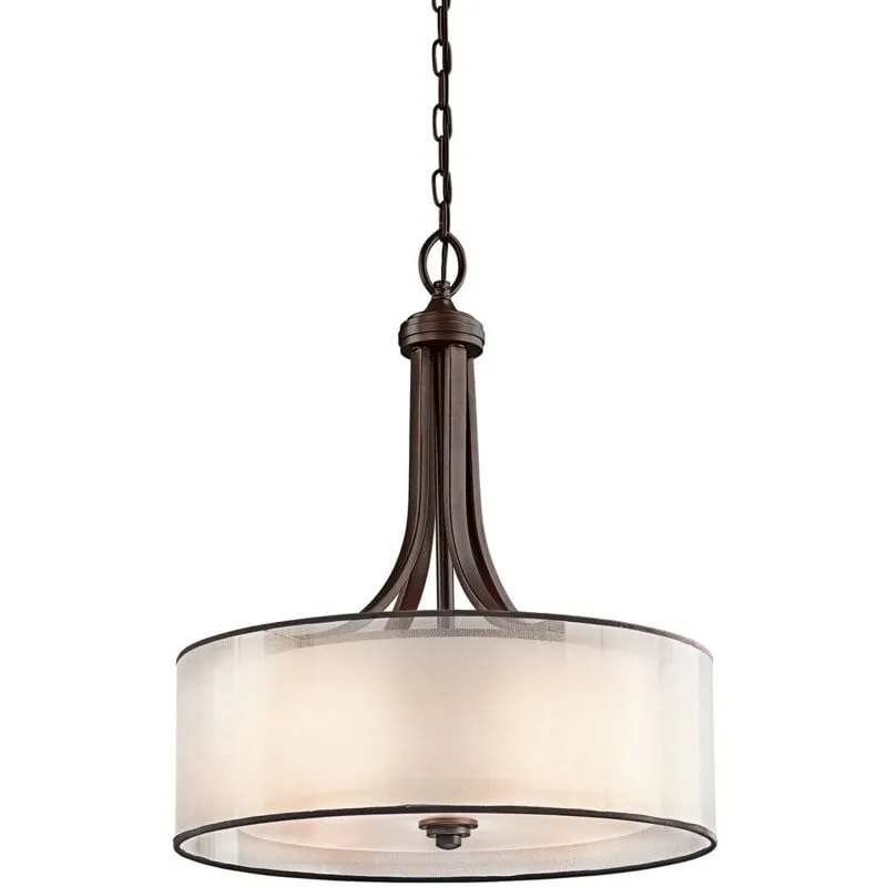 Lampadario Contemporaneo Lacey Acciaio Bronzo Antico Tessuto 4 Luci E27