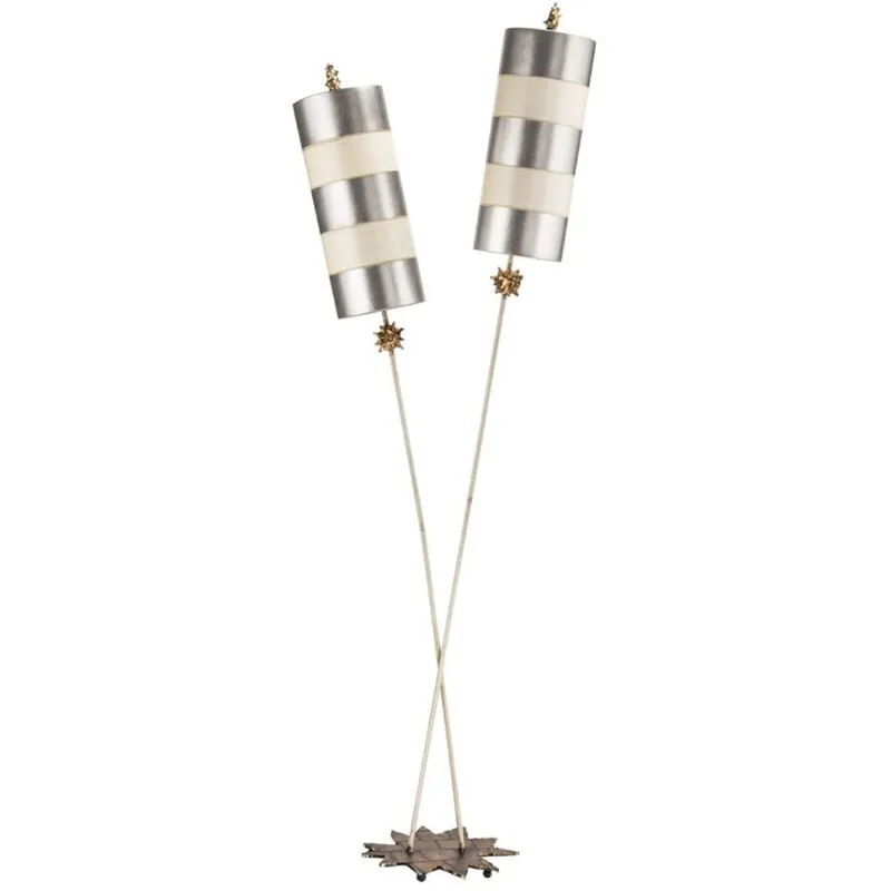 Elstead - Nettle Luxe - Lampada da terra a 2 luci Argento, Beige, E27