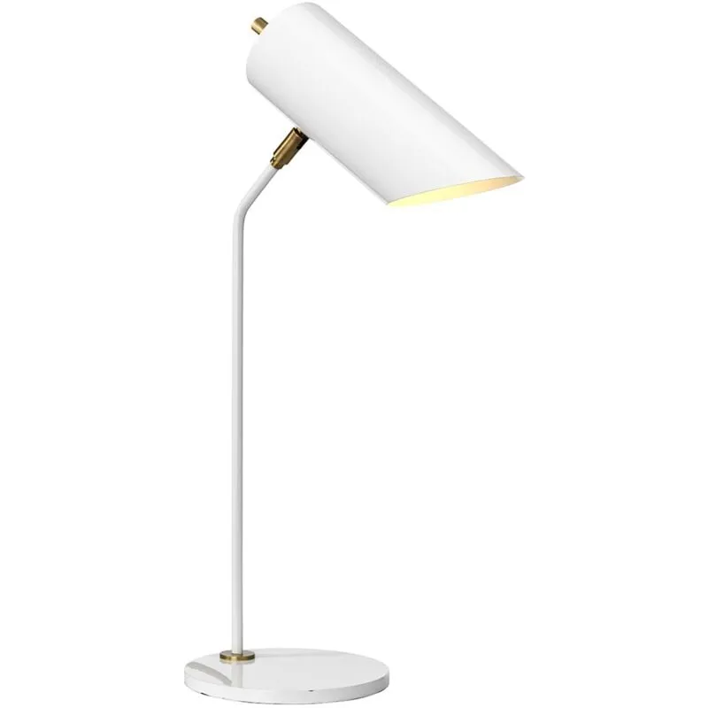 Lampada Scrivania Industrial Nordico Quinto Acciaio Bianco Ottone 1 Luce E27