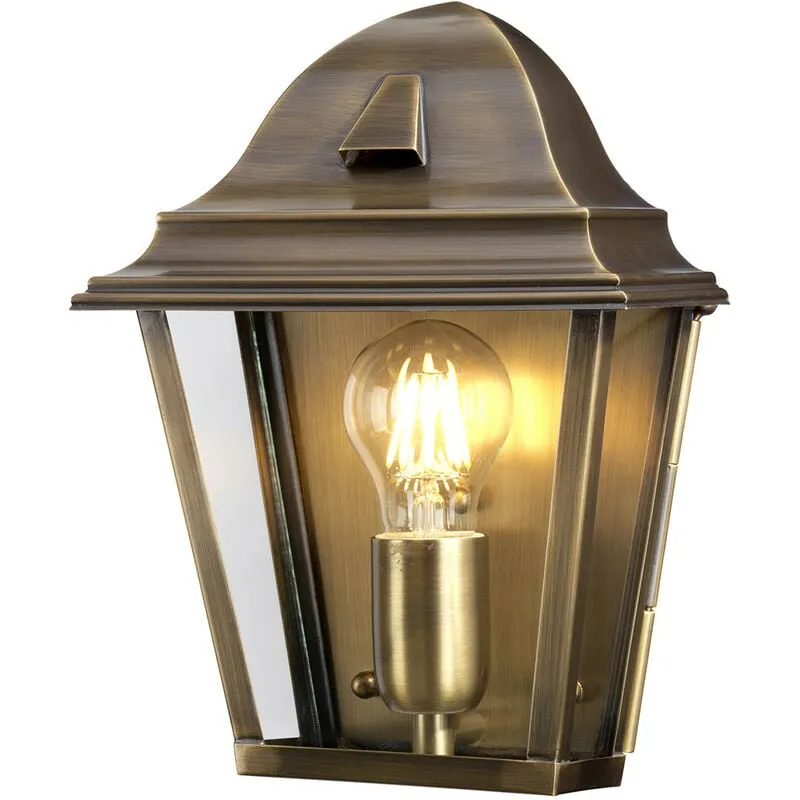 St James - Lanterna da parete 1 luce per esterno in ottone massiccio IP44, E27 - Elstead