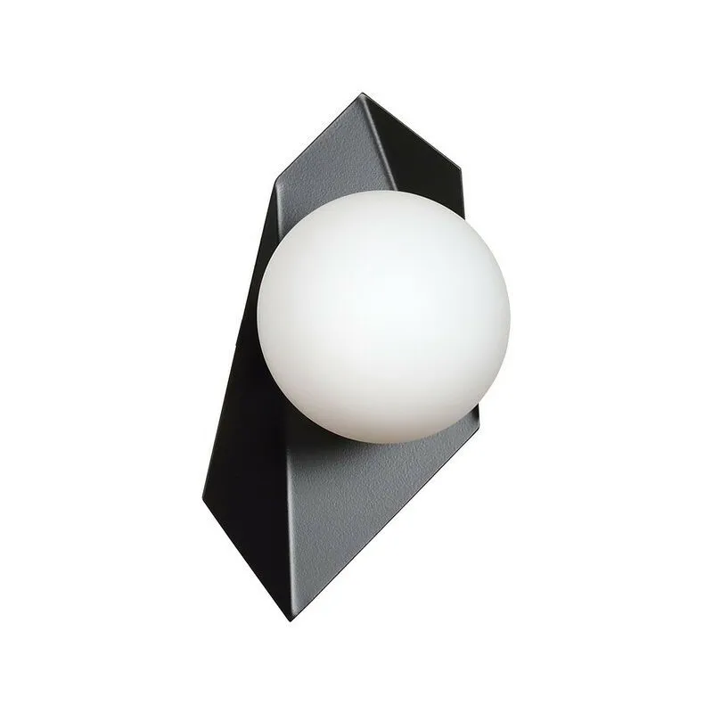 Emibig Lighting - Emibig drifton Lampada da parete nera con paralumi in vetro bianco, 1x E14