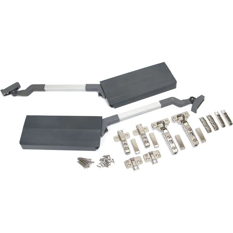 Set di braccetti per porte Agile Flap Lift-up, 7 - 11,6 kg, Acciaio e Tecnoplastica, Grigio antracite - Emuca