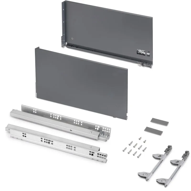 Emuca Cassetto esterno Vertex 60kg, altezza 242mm, profondità 450mm, Acciaio, Grigio Antracite