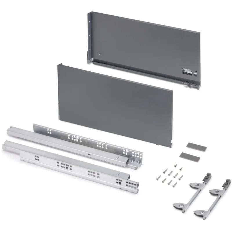 Cassetto esterno Vertex 60kg, altezza 242 mm, profondità 500 mm, Acciaio, Grigio antracite - Emuca