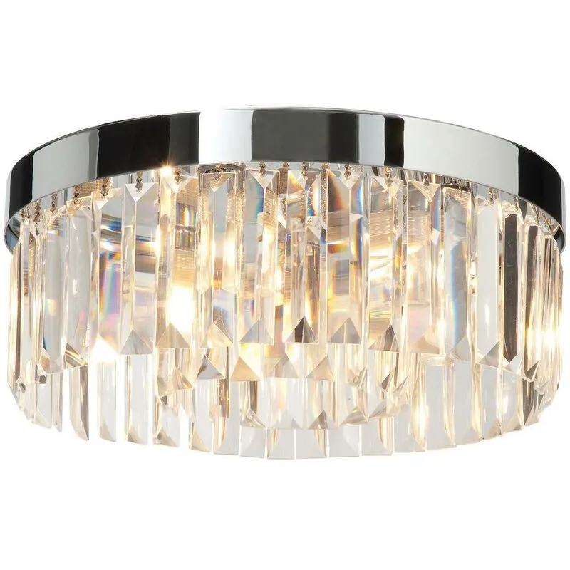 Crystal - Plafoniera a filo per bagno a 5 luci Cromo, cristallo trasparente (K9) Particolare in vetro IP44, G9 - 