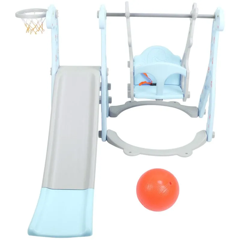 Set altalena per arrampicata per bambini con canestro da basket Set di scivoli per bambini per interni ed esterniBlu - Eosnow