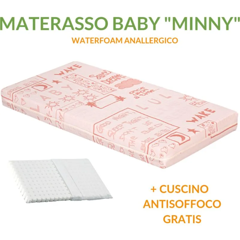 Evergreenweb - Materasso Lettino o Culla 60x120 per Bambini alto 12 cm + Cuscino antisoffoco su misura gratis con Fodera in Cotone Naturale,