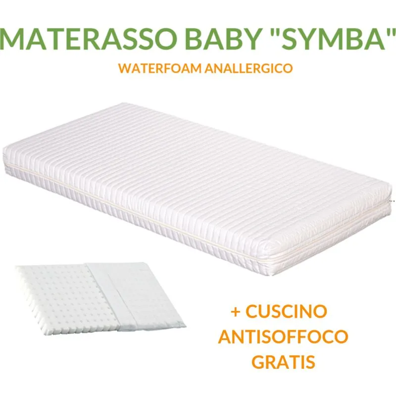 Evergreenweb Materasso Lettino o Culla 60x120 per Bambini alto 12 cm + Cuscino antisoffoco su misura gratis con Fodera in Cotone Naturale,