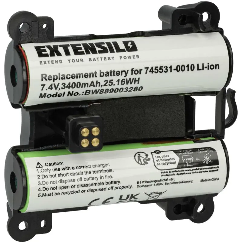 1x batteria compatibile con Bose 071478, 078068 casse, altoparlanti, speaker (3400mAh, 7,4V, Li-Ion) - Extensilo