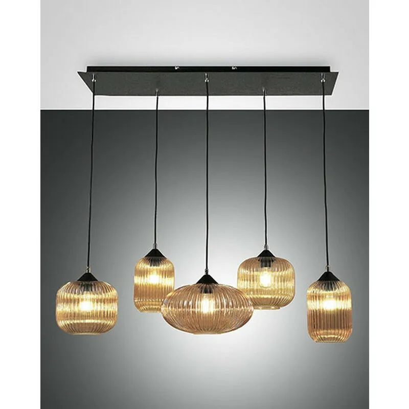 Fabas Luce Gillis Lampada a sospensione Cluster in vetro ambrato, E27