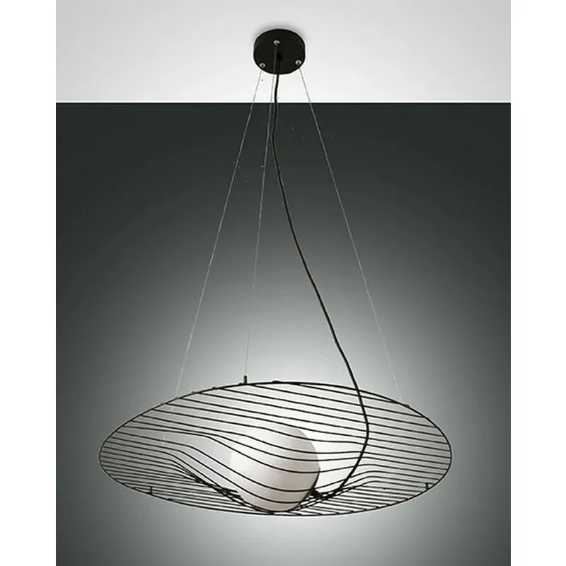 Fabas Luce Homa Lampadario a sospensione Wire Frame in vetro nero, E27