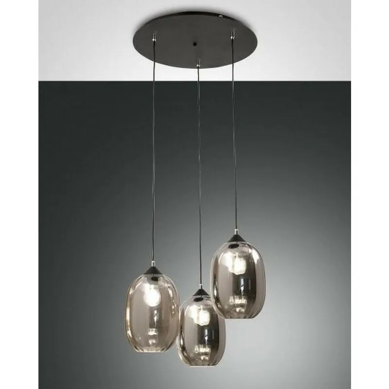 Fabas Luce Infinity Cluster Lampadario a Sospensione Vetro Grigio Trasparente, E27