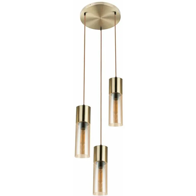  - Faretto da soffitto lampada a sospensione in ottone cilindro sala da pranzo illuminazione vetro ambra lampada a sospensione 21000-3HM