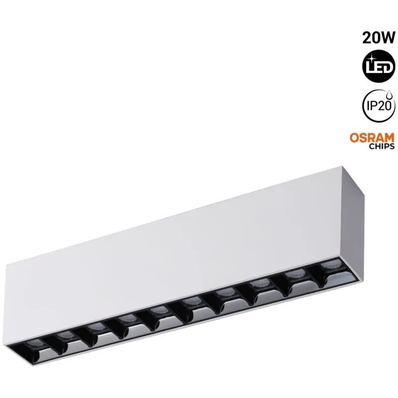 Barcelona Led - Faretto lineare led bianco da superficie - 20W - UGR18 - CRI90 - - Bianco Caldo Arkos Black Foster