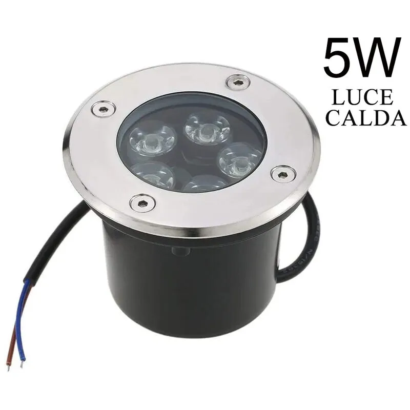 Segnapasso led Esterno Giardino 5W Luce Calda Faretto Incasso Tondo Caplestabile