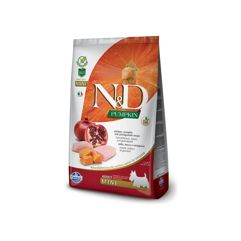  - n&d Cane, Zucca In Vari Gusti 2,5kg - Adult Mini, Pollo Zucca e Melograno 2,5kg