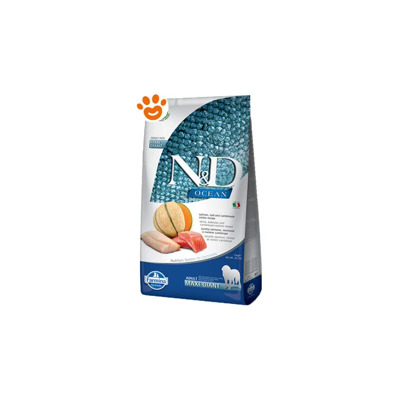  - Dog nd Ocean Adult Maxi Giant Salmone Merluzzo e Melone - Sacco Da 12 Kg