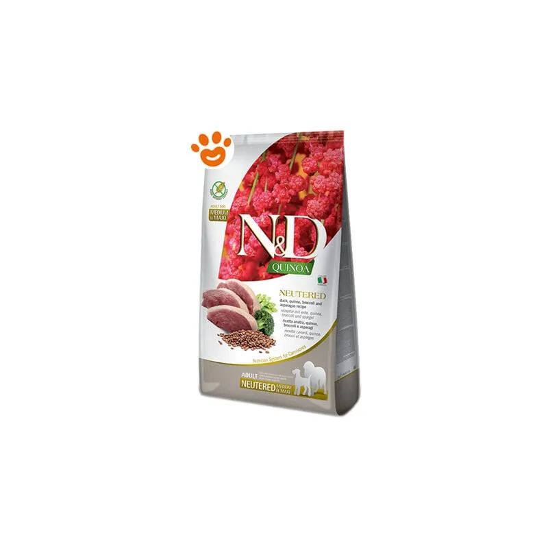  - Dog nd Quinoa Neutered Adult Medium Maxi Anatra Broccoli e Asparagi - Sacco da 2,5 kg