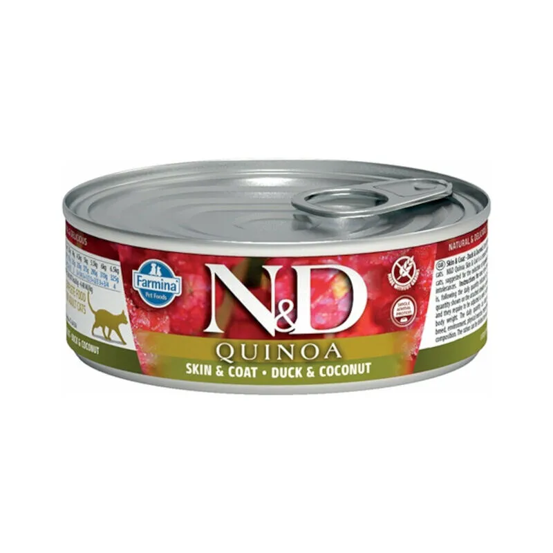 N&d fr quinoa wet feline - skin/coat anatra & cocco 80g