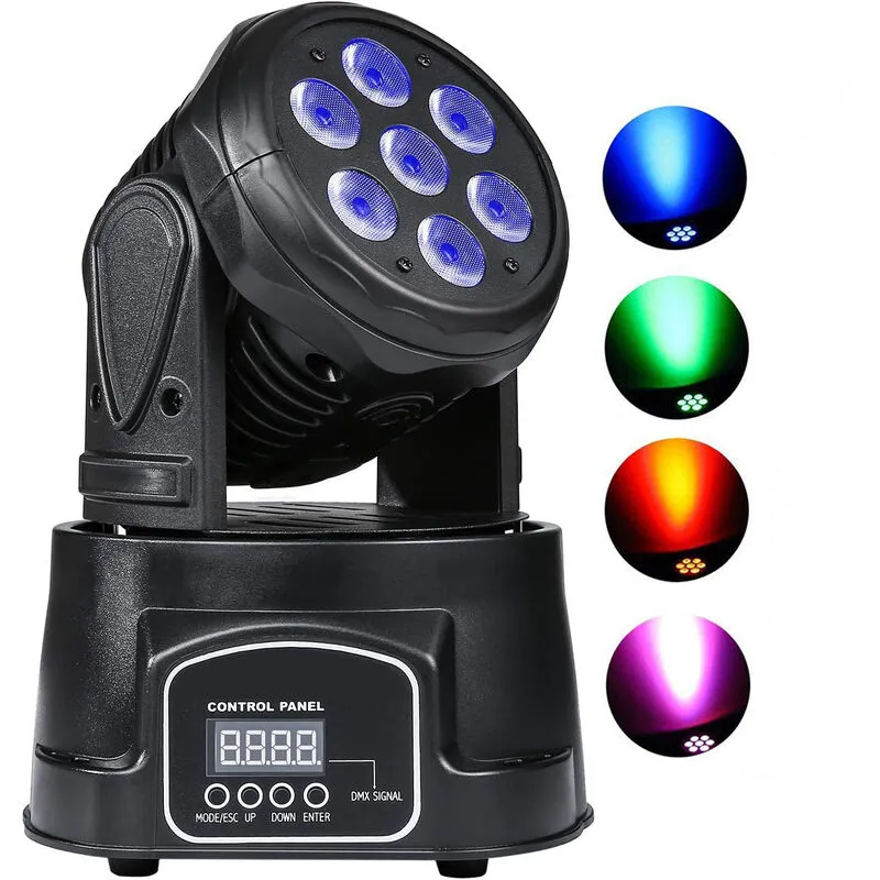  - Faro led Strobo 7 led Proiettore Effetto Luci Discoteca rgb Testa Rotante MD-710